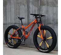Wmmner Mountain Bike da 26", Mountain Trail Bike per Adulti, 7 21 24 27 30 Speed Bike, High Carbonmountain Bike Hardtail in Acciaio, Mountain Bike con Sedile Regolabile a Sospensione Anteriore/Arancio
