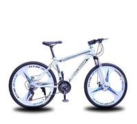Wmmner Mountain bike da uomo e donna con ruote 700 C, bici per adulti, 21 velocità, ammortizzante, forcella anteriore a 21 velocità, ruote monoblocco a 3 razze, colore bianco/blu/26 IN_THREE-BLADE