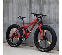 Wmmner Mountain Bike, Mountain Bike Hardtail da 26 Pollici Fat Tire, Telaio a Doppia Sospensione e Forcella Ammortizzata Mountain Bike All-Tereno Ciano 5 Ruote- 21Spd/3 Red Wheels/21Spd
