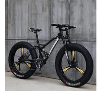 Wmmner Mountain Bike, Mountain Bike Hardtail da 26 Pollici Fat Tire, Telaio a Doppia Sospensione e Forcella Ammortizzata Mountain Bike All-Tereno Ciano 5 Ruote- 21Spd/3 Ruote Nere/27Spd Ulz 000193 24S