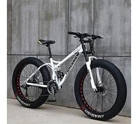Wmmner Mountain Bike per Adulti con Pneumatici Grassi, Telaio in Acciaio ad Alto Carbonio con Doppio Freno a Disco, Ideale per Trail Riding e Avventure Fuoristrada/Bianco(3)/24 Pollici 30 Velocità