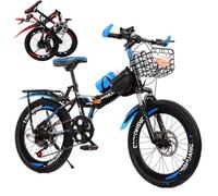 Wmmner Mountain Bike Pieghevoli per Adulti e Bambini, Bici da Città da Donna da 18/20/22/24 Pollici, Piccola Bicicletta Pieghevole in Acciaio Al Carbonio con Ammortizzatore Doppio Freno a Disco Nero B