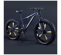 Wmmner Mountain Bike Uomo 26 Pollici Adulto Fat Tire Mountain Bike con Sospensione Completa, Acciaio ad Alto Tenore Di Carbonio Telaio Bicicletta Gigante con Freno a Doppio Disco/Blu a 5 Rai/30 Veloci