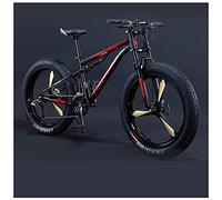 Wmmner Mountain Bike Uomo 26 Pollici Adulto Fat Tire Mountain Bike con Sospensione Completa, Acciaio ad Alto Tenore Di Carbonio Telaio Bicicletta Gigante con Freno a Doppio Disco/Nero a 3 Rai/7 Veloci