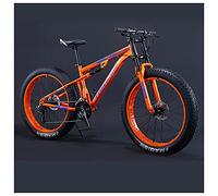 Wmmner Mountain Bike Uomo 26 Pollici Adulto Fat Tire Mountain Bike con Sospensione Completa, Acciaio ad Alto Tenore Di Carbonio Telaio Bicicletta Gigante con Freno a Doppio Disco/Rai Arancioni/24 Velo