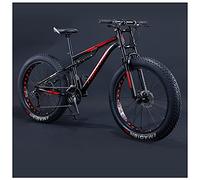 Wmmner Mountain Bike Uomo 26 Pollici Adulto Fat Tire Mountain Bike con Sospensione Completa, Acciaio ad Alto Contenuto Di Carbonio Telaio Bicicletta Gigante con Doppio Freno a Disco/Rai Neri/7 Velocit