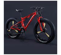 Wmmner Mountain Bike Uomo 26 Pollici Adulto Fat Tire Mountain Bike con Sospensione Completa, Acciaio ad Alto Tenore Di Carbonio Telaio Bicicletta Gigante con Freno a Doppio Disco/Rosso a 3 Rai/21 Velo