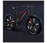 Wmmner Mountain Bike Uomo 26 Pollici Adulto Fat Tire Mountain Bike con Sospensione Completa, Acciaio ad Alto Contenuto Di Carbonio Telaio Bicicletta Gigante con Doppio Freno a Disco/Nero 5 Rai/30 Velo