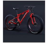 Wmmner Mountain Bike Uomo 26 Pollici Adulto Fat Tire Mountain Bike con Sospensione Completa, Acciaio ad Alto Contenuto Di Carbonio Telaio Bicicletta Gigante con Doppio Freno a Disco/Rai Rossi/7 Veloci