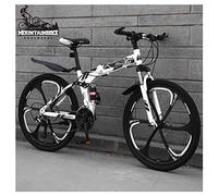 Wmmner Mountain Trail Bike a Doppia Sospensione 24 Pollici per Adult Uomini e Donne, Mountain Bike Pieghevole con Freni a Disco, Telaio in Acciaio ad Alto Tenore Di Carbonio e Sedile Regolabile, Bianc