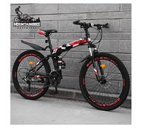 Wmmner Mountain Trail Bike a Doppia Sospensione da 24 Pollici per Uomini e Donne Adulti, Mountain Bike Pieghevole con Freni a Disco, Telaio in Acciaio Al Carbonio e Sedile Regolabile, Nero a 6 Razze,