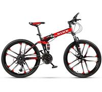 Wmmner Mountainbike Pieghevole 24/26 Pollici Mountain Bike Sedile Regolabile da Uomo Mountain Bike Hardtail in Acciaio ad Alto Carbonio,24-St/Turno a 24 Fasi/24 Pollici