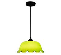 Wmmner Nostalgico Retrò E27 Lampada a Sospensione in Vetro a Testa Singola Smeraldo Bordo Riccio Personalità Creativa Lampada a Sospensione Ristorante Occidentale Caffè Cucina Isola Lampadario in Vetr