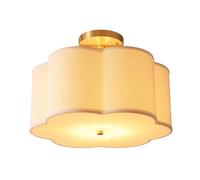 Wmmner Ottone Rustico Vicino Alla Plafoniera - Paralume a Tamburo in Tessuto Bianco Semi Flush Mount Apparecchio per Armadio in Stile Fattoria, Camera da Letto, Cucina, Corridoio, Illuminazione D'Ingr