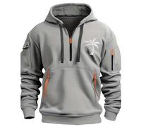 Wmmner Palm Tree Hoodies for Men Outdoor Workout Pullover Shirt Long Sleeve Drawst1/4 Zip Hoodie Men's Casual Graphic Hooded Sweatshirts/Grigio/3Xl