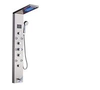 Wmmner Pannello Doccia a Led con Sistema Docciaset Di Rubinetti per Doccia a Pioggia a Cascata Spa Massage Jet Bath Shower Colonna Doccia Mixer Torre Del Rubinetto, Nichel Spazzolato 9001/Borstad Nick