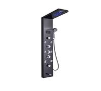 Wmmner Pannello Doccia Nero con Display a Led Miscelatore Moderno Rubinetto Doccia Colonna Doccia Digitale per Bagno Elegante Finitura Spazzolata 8013 Sistema Doccia Di Lusso/Nero 8009/1