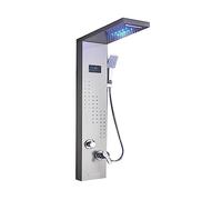 Wmmner Pannello Doccia Nero con Display a Led Miscelatore Moderno Rubinetto Doccia Colonna Doccia Digitale per Bagno Elegante Finitura Spazzolata 8013 Sistema Doccia Di Lusso/Spazzolato 8012/1