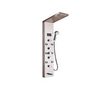 Wmmner Pannello Doccia Nero con Display a Led Miscelatore Moderno Rubinetto Doccia Colonna Doccia Digitale per Bagno Elegante Finitura Spazzolata 8013 Sistema Doccia Di Lusso/Spazzolato 8009/1