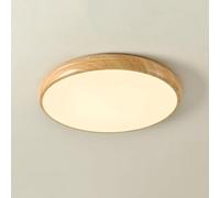 Wmmner Plafoniera da Incasso Rotonda con Venatura Del Legno,Nordic Modern Close To Ceiling Light Fixture, Lampada da Soffitto a Led Dimmerabile con Telecomando per Soggiorno Sala da Pranzo Camera da L