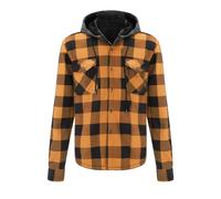 Wmmner Plaid Hoodies for Men Classic Fleece Pullover Fall Shirt Long Sleeve with Multi Pockets Men's Casual Print Drawsthooded Jackets/Arancione/Xxl