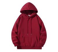 Wmmner Plain Hoodies for Men Casual Classic Basic Solid Fall Shirt Long Sleeve Men's Plus Size Pullover Drawsthooded Sweatshirts/Rosso/Xxl