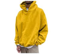 Wmmner Plain Hoodies for Men Classic Basic Hooded Sweatshirts Casual Pullover Men's Solid Fall Shirt Long Sleeve/Giallo/L