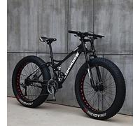 Wmmner Pneumatico Grasso per Adulti Mountain Bike con Sospensione Anteriore e Sedile Regolabile, Telaio in Acciaio ad Alto Carbonio per Trail Riding e Avventure Fuoristrada/Nero(3)/26 Pollici 7 Veloci