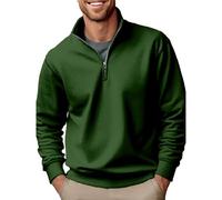 Wmmner Quarter Zip Pullover per Uomo Outdoor Casual Scollo a V Autunno Top Uomo Polo Alla Moda Manica Lunga Plus Size Felpe con Colletto/Verde Militare/3Xl