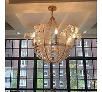 Wmmner Retro in Ferro Battuto Fatto a Mano Lamina D'Oro Creativo Moderno Americano Minimalista Vetro Decorazione Della Casa Lampade Lampadario Di Piume D86Cm Alto Gusto