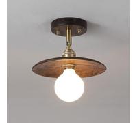 Wmmner Retro Wood Hall Ceiling Light Fixtures Adjustable Head, Moderne Plafoniere a Montaggio Semi-Incasso in Ottone Vintage, Lampada da Soffitto in Legno Massello Wabi Sabi Vicino Alla Lampada da Sof