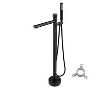 Wmmner Rubinetto per Vasca da Bagno a Pavimento Di Flusso Valvola in Ceramica Nucleo Serbatoio Di Acqua Mista Calda Eda Side Set Doccia Rubinetto Verticale Collegamento Acque Sotterranee, Nero Opaco/a