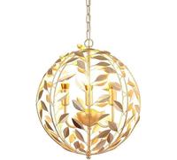 Wmmner Semplice - Moderno Lampadario a Foglia D'Oro a Led Lampada a Sospensione in Ferro Battuto Lampada da Soffitto a Sfera E14 3 Luci - Lampada da Soffitto Sospesa per Stanza Della Personalità, Lamp