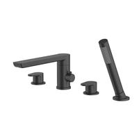 Wmmner Set Di Miscelatori Doccia e Vasca da Bagno Neri a 4 Fori Soffione Doccia Portatile Rotante a 360° con Tubo Flessibile per Vasche da Bagno Accessori da Bagno Moderni per Un'Esperienza Termale Do