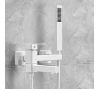 Wmmner Set Di Rubinetti Doccia Girevoli a Parete Neri a 90° Mixer Vasca-Doccia a Leva Singola con Soffione Doccia Portatile Apparecchio da Bagno Moderno Finitura Bianca/Bianco/B
