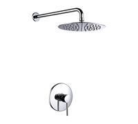 Wmmner Set Di Rubinetti Solo per Doccia, Soffione Doccia con Miscelatore Pioggia per Bagno Concealed Sistema Di Doccia a Pioggia Rotondo Portatile, Nero, 8 Pollici/Krom/8 Tum