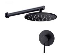 Wmmner Set Doccia Di Lusso in Ottone Nero 8-12 Pollici Braccio Regolabile Rotondo Soffione Doccia a Pioggia Miscelatore a Funzione Singola Set Doccia da Bagno a Parete Design da 12 Pollici./10 Pollici