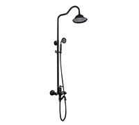Wmmner Set Doccia Tutto Bronzo Rubinetto Doccia Acqua Pioggia Miscelatore Doccia Comboset Sistema Di Soffione Doccia a Pioggia a Parete Barra Scorrevole Regolabile 3 Funzioni Retro Black