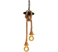 Wmmner Simple Loft - Water Pipe Big Hemp Rope V-Intage Chandelier Lamp Restaurant - Retro Industry Light Farmhouse,Contemporary Dining Room/Doppia Testa
