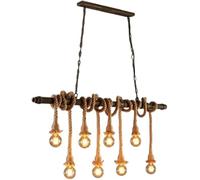 Wmmner Simple Loft - Water Pipe Big Hemp Rope V-Intage Chandelier Lamp Restaurant - Retro Industry Light Farmhouse,Contemporary Dining Room/Eight Heads