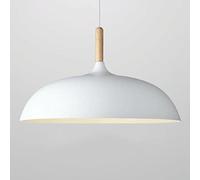 Wmmner Simplicity E27 Single Head Chandelier Café Decoration Light Restaurantaron Hanging Lamp 1-Light Romantic Wooden Handle Ceiling Lights for Restaurant Dining Room Bedroom Kitchen Bar/Bianco