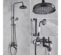 Wmmner Sistema Doccia Rubinetto Doccia Nero Miscelatore Doccia da Bagno Rubinetto 8 Soffione Doccia a Pioggia Set Doccia da Bagno con Vasca da Bagno Doccia a Manorubinetto per Vasca a Parete, Bronzo N