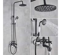 Wmmner Sistema Doccia Rubinetto Doccia Nero Miscelatore Doccia da Bagno Rubinetto 8 Soffione Doccia a Pioggia Set Doccia da Bagno con Vasca da Bagno Doccia a Manorubinetto per Vasca a Parete, Bronzo N