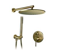 Wmmner Sistema Doccia Set Doccia in Ottone Massiccio Rubinetto a Testa Tonda da Bagno Oro Hae Miscelatore Deviatore Doccia Golden Set Di Rubinetti Doccia a Spruzzo Portatile, 10 Pollici (10 Pollici)