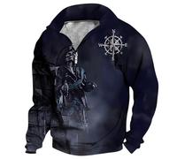 Wmmner Swe da Uomo con Stampa Alla Modaatshirts Casual Fall Top Vintage 1/4 Zip Pullover Plus Size Fashion Collar Shirt Manica Lunga per Uomo/Navy/3Xl