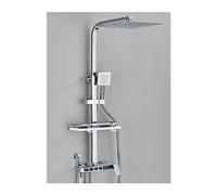 Wmmner Thermostatic Shower Mixer Set Black/Chrometatic Shower Faucet Sets Digital Display Bathroom Shower Mixer Brass Shower System Rainfall Shower Set锛孋hrometa1,Blacktatic 81/Chrome Hot Cold 8/1