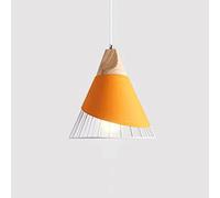 Wmmner Triangle Creative Hanging Lights Wooden Handle Ceiling Light Shade Canopy Decoration Lights 1-Light Metal Suspensiom Lamp for Kitchen, Bedroom, Dining Room, Restaurant/Giallo