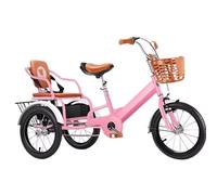 Wmmner Triciclo da Crociera All'Aperto per Viaggiare, Triciclo per Risciò con Pedali, Bicicletta a 3 Ruote con Ruota a Raggi Pneumatici,Trikes Tandem con Sedile Posteriore, Freno Singolo/Rosa/16 Polli
