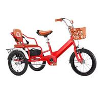 Wmmner Triciclo da Crociera All'Aperto per Viaggiare, Triciclo per Risciò con Pedali, Bicicletta a 3 Ruote con Ruota a Raggi Pneumatici,Trikes Tandem con Sedile Posteriore, Freno Singolo/Rosso/18 Poll