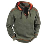 Wmmner Vintage Hoodies for Men Casual Shirt Long Sleeve Fashion Outdoor Tops Men's Drawsthooded Sweatshirt Mens 1/4 Zip Pullover/Verde/s